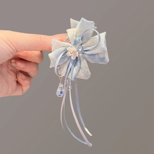 抓夹女高级感2025新款轻奢蝴蝶结马尾半扎发森系后脑勺洋气时尚花