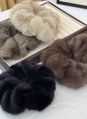 仿水貂毛毛绒大肠发圈丸子头发绳女扎头橡皮筋高弹力头绳耐用皮套