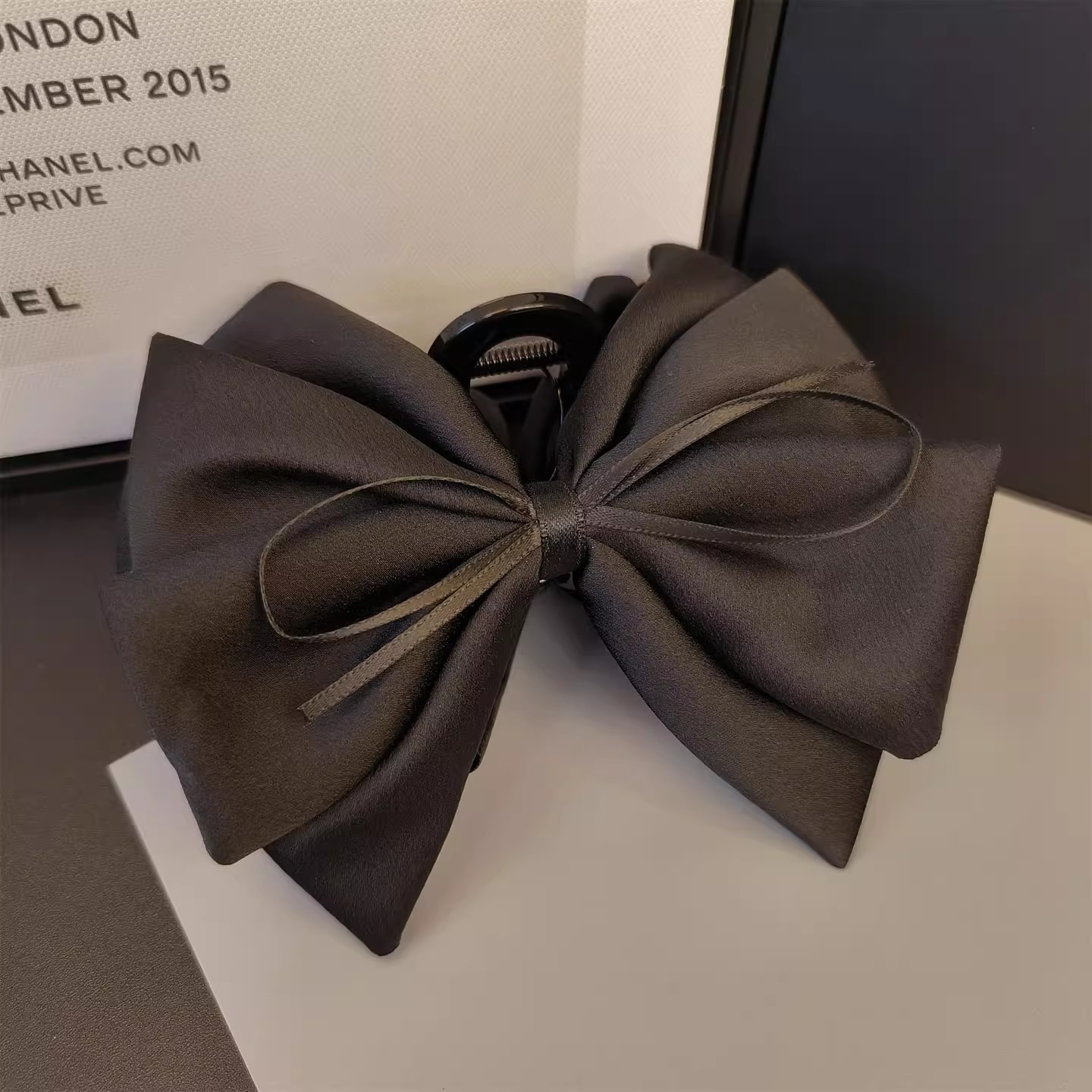 韩版新款法式缎面蝴蝶结发夹抓夹高级感气质后脑勺盘发公主头发抓