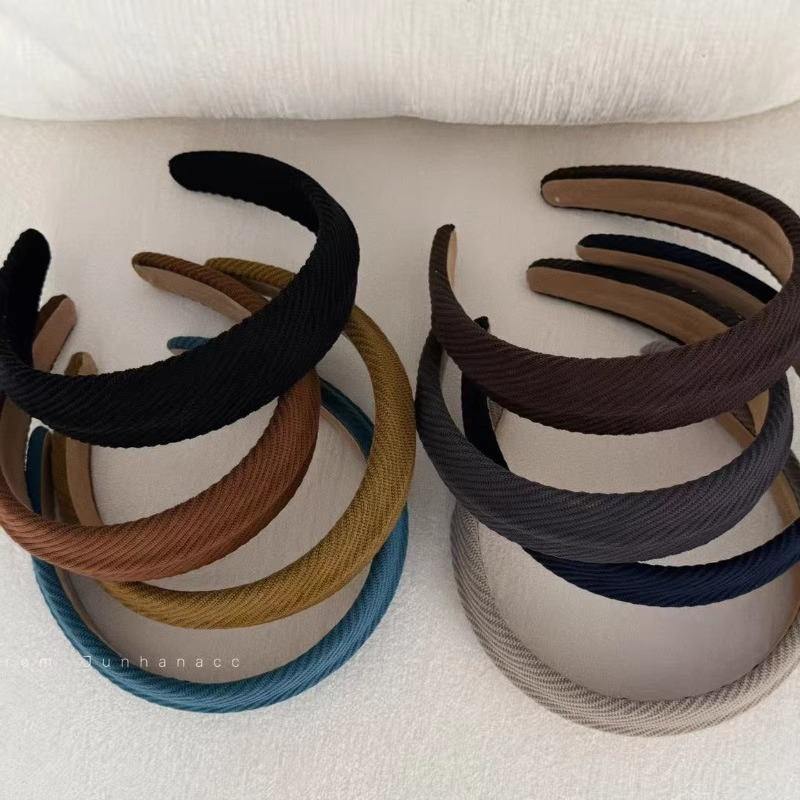 早秋新款凹凸海绵发箍糖果色高颅顶百搭压发头饰毛线发卡头箍发饰