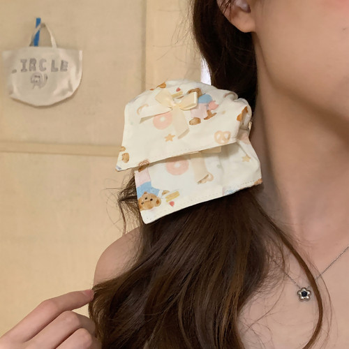 可爱曲奇小熊蝴蝶结方形发圈大肠圈少女心头绳皮筋手作发饰头饰品