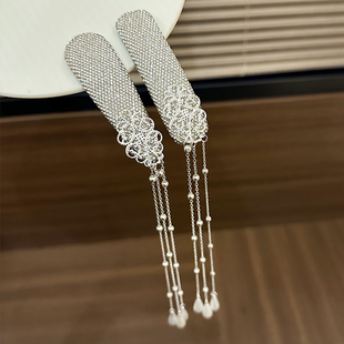 名狐原创珍珠流苏发夹新中式小众民族风头饰装扮侧边刘海夹发卡女