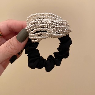 韩国高级感珍珠水钻发圈头绳女气质简约皮筋扎马尾丸子头发饰