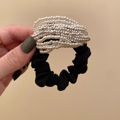 名狐韩国高级感珍珠水钻发圈