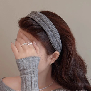 纯色针织毛线发箍女款 日常外戴发饰显脸小高颅顶头箍 秋冬2025新款