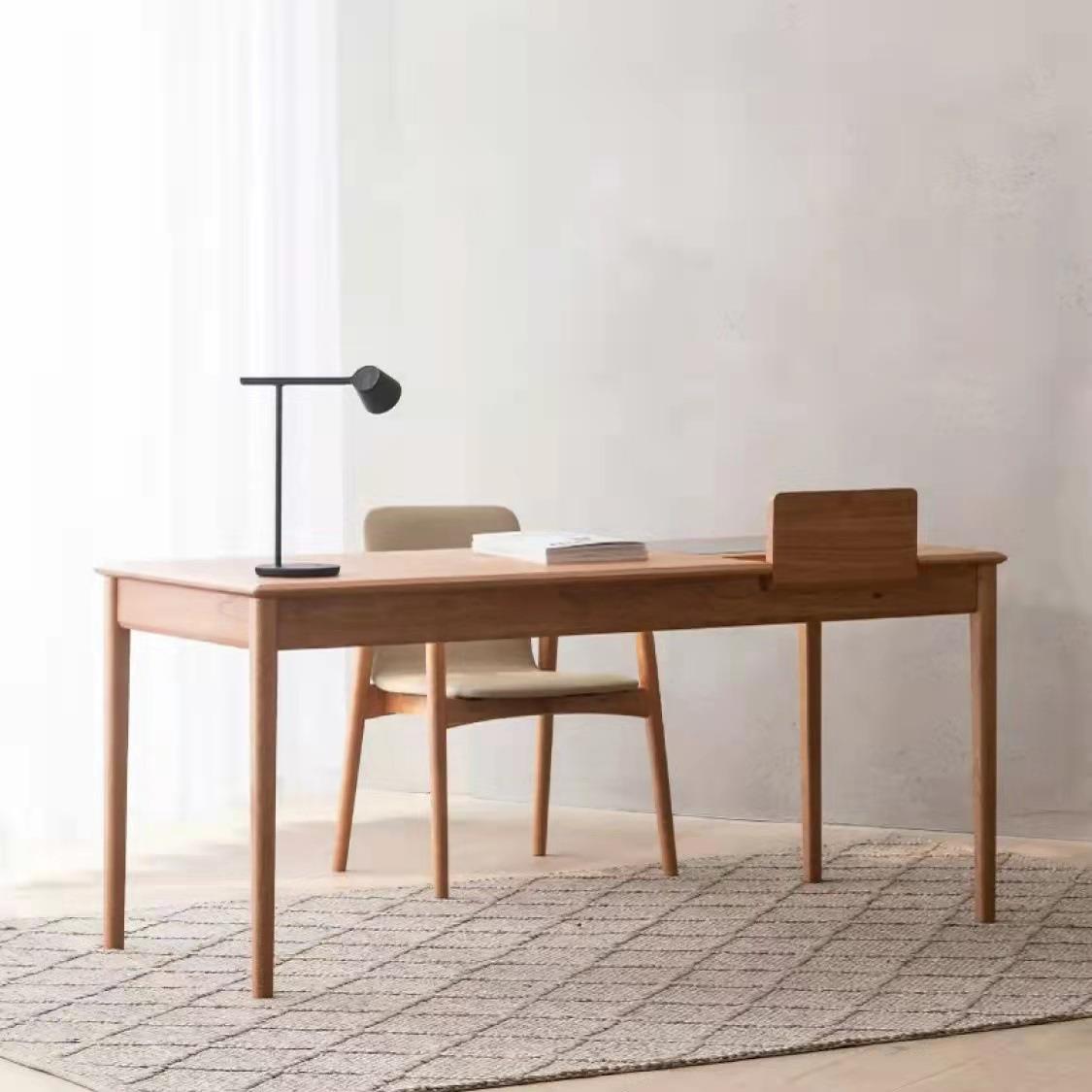 北欧极简风格黑胡桃木书桌原木全实木书房写字桌小户型电脑桌