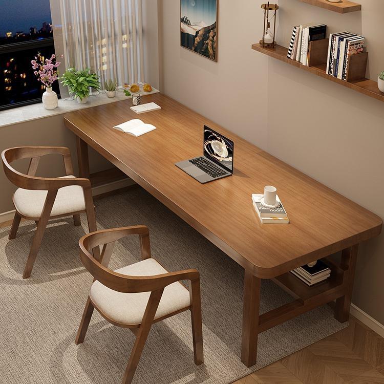 实木双人书桌靠墙长条窄桌学生学习写字台办公电脑桌2米长桌