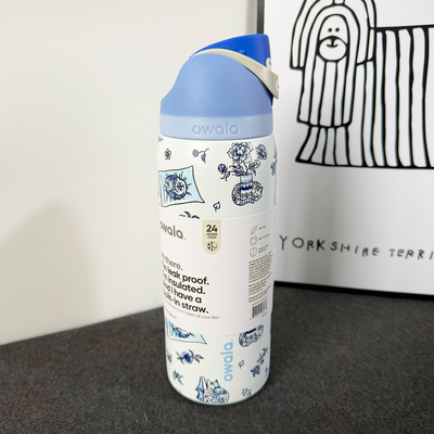 owala32oz/945ml蓝色猫保温双饮运动杯大容量吸管手提杯不锈钢杯