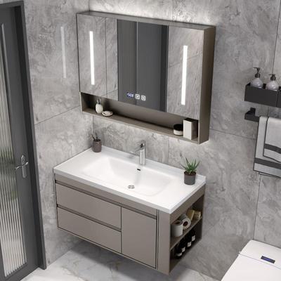 约现代岩漱一体浴室柜洗洗台盆手板柜组合卫生间洗台卫脸浴533镜