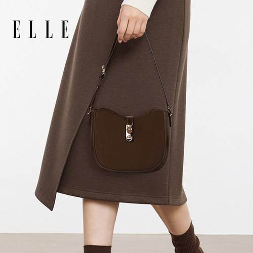 ELLE小众轻奢单肩斜包挎马鞍包