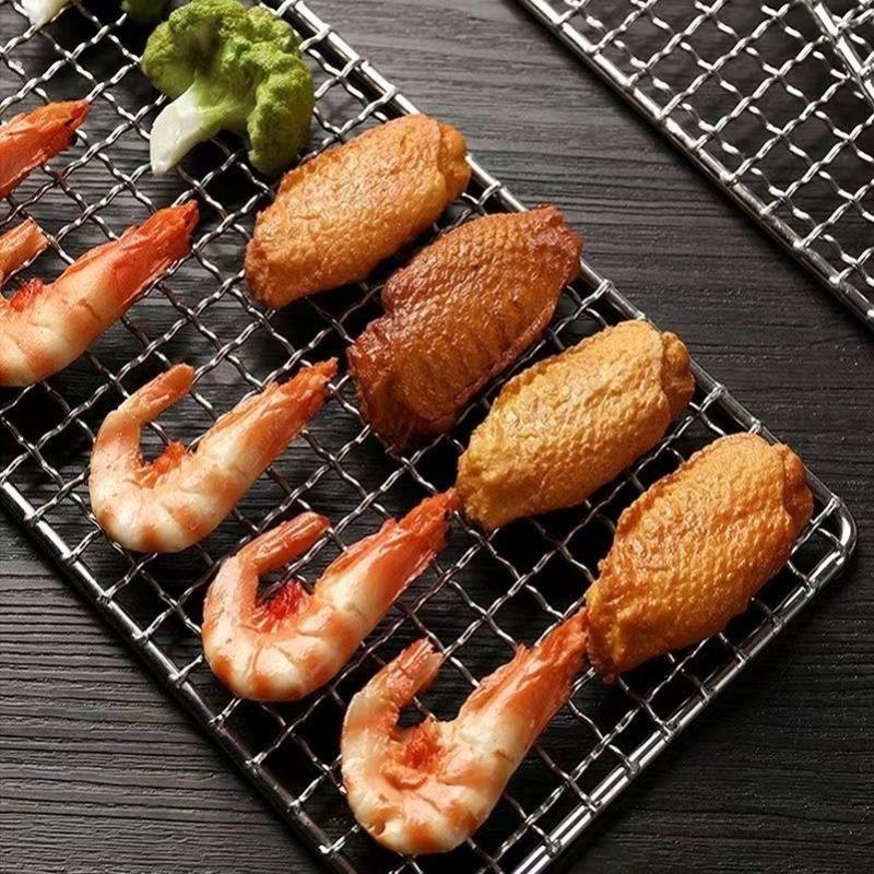 不锈钢沥油盘漏油网筛食品级烧烤带脚控油架加厚加粗网格蒸煮