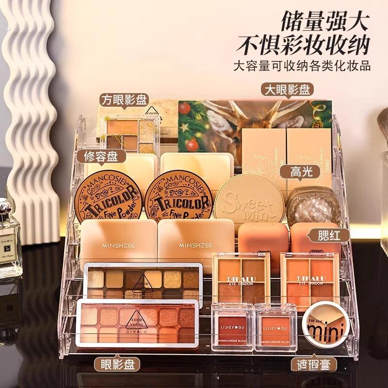 吧唧展示架透明桌面谷子收纳盒阶梯架子立牌卡片徽章压克力小卡CD