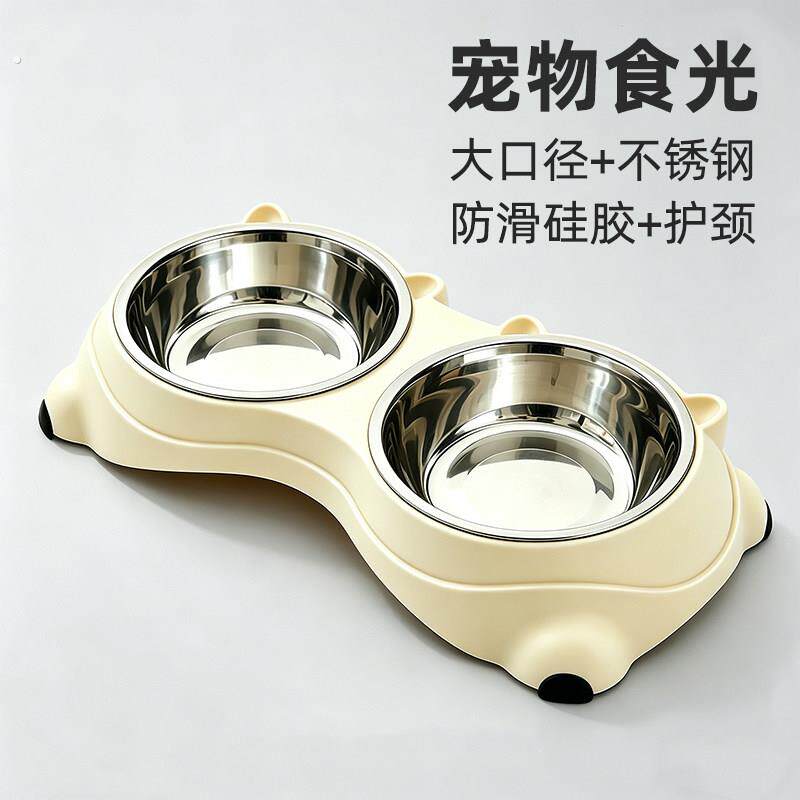 不锈钢猫碗狗碗食盆防打翻宠物碗猫咪水碗粮碗饭碗饭碗小狗碗狗盆