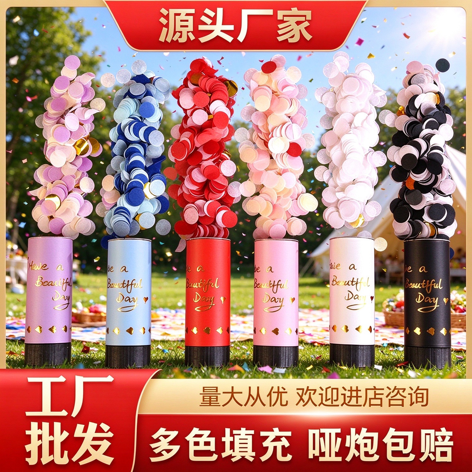 喜庆礼炮婚庆生日开业庆典迷你礼花筒花瓣彩纸气氛道具安全易操作
