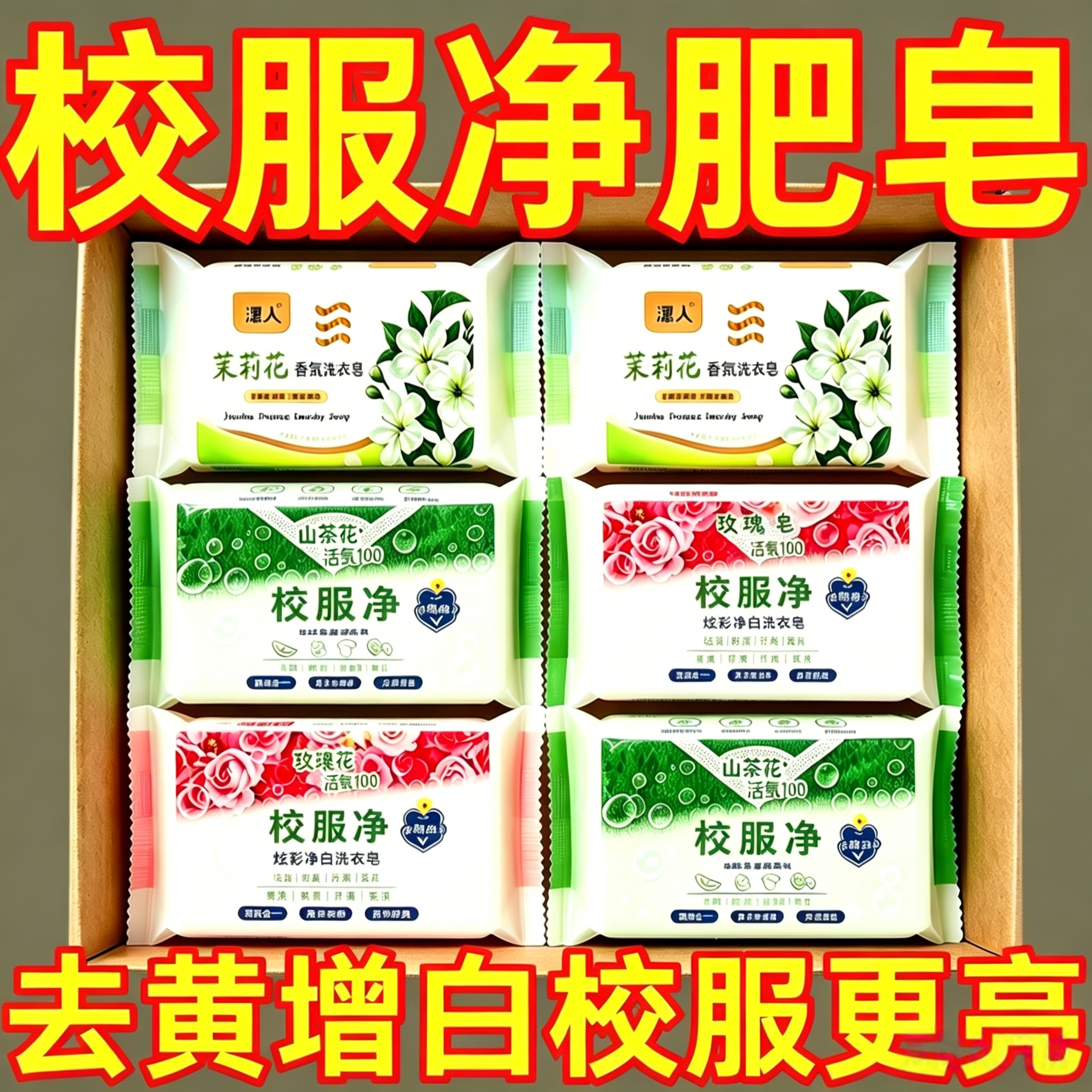 正宗校服净正品大块200g强效洗衣皂学生衣物活氧衣领去渍去黄留香