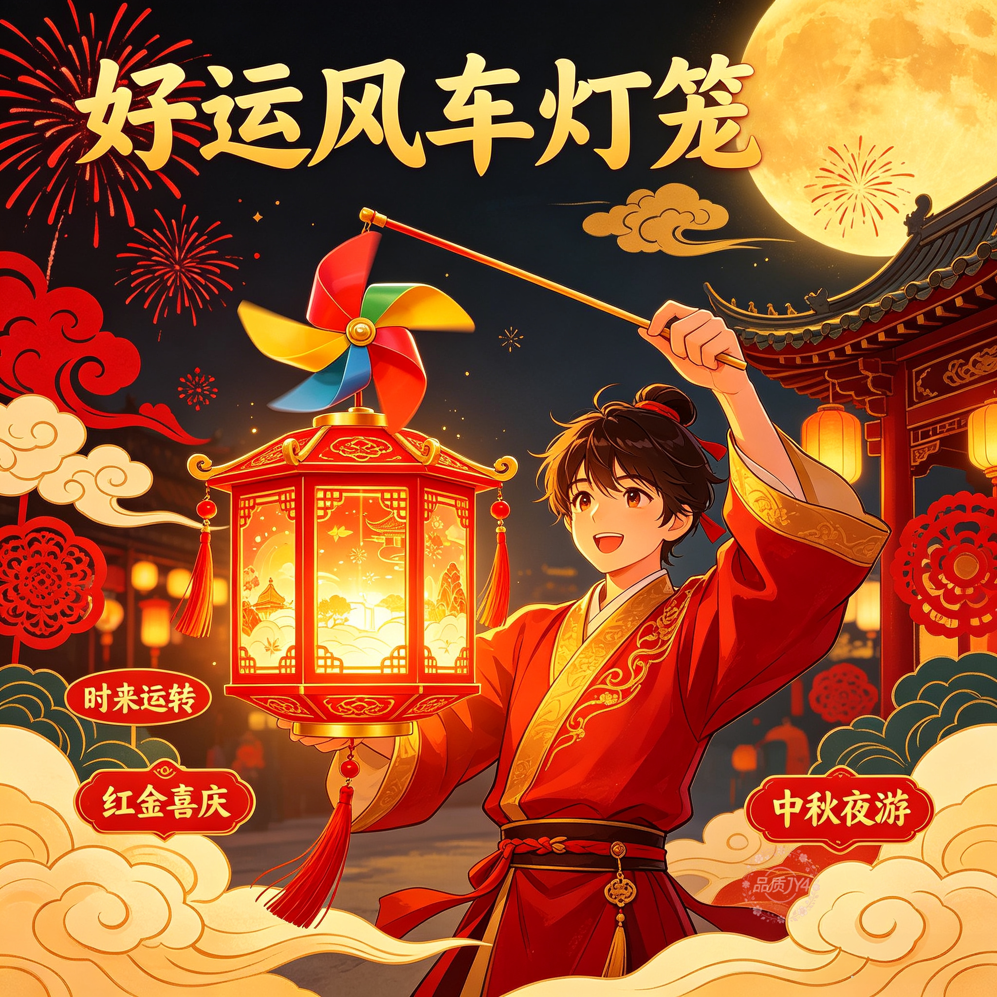 中秋发光旋转风车花灯材料包图片