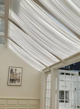 玻璃阳光房遮阳顶帘防晒隔热窗幕帘吊天11579顶纱幔顶棚专纱用天