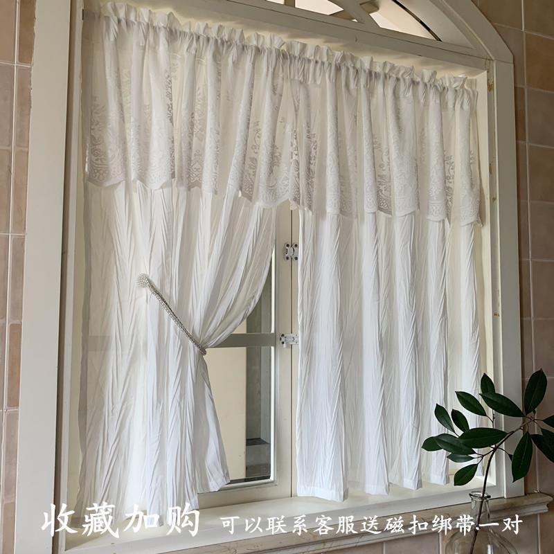帘定制透纱光不14058透人纱窗帘帘免打孔魔术贴白北欧阳台客厅美
