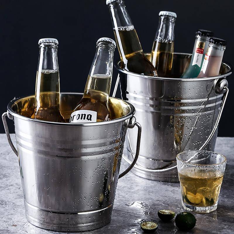 不锈钢加厚冰桶KTV酒吧用品香槟桶商用装冰块粒桶手提啤酒红酒桶