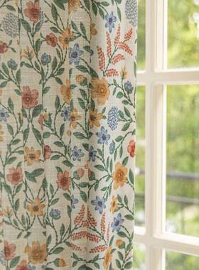 卧204新窗帘80296美式田园小清新植物花卉法式款印花室客2厅飘窗