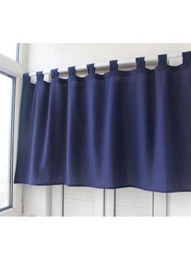 朴遮纯色棉麻对开遮光半飘窗短帘小窗帘半古帘卧室断11850帘光客