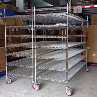 仓库货架镀铬线网带轮移动家用置物架多层不锈钢防静电物料展示架