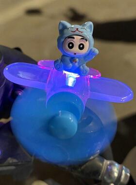 新款风力发光飞机电动车摩托车摆件风能发电车载旋转装饰LED彩灯