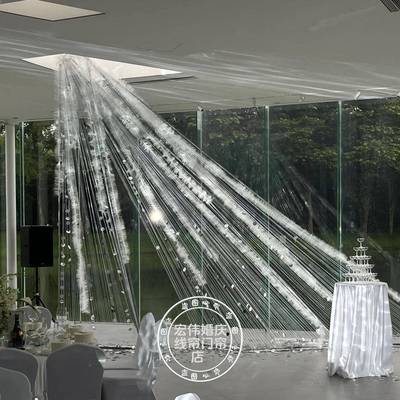 背双帘头密特加高制尺寸婚庆线帘舞台吊顶景韩定式小众80759流苏