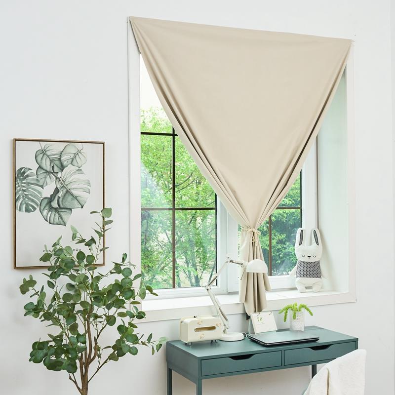 100%全遮光窗帘阳布免打孔魔贴安术装卧室遮024新款简易自粘珺乐