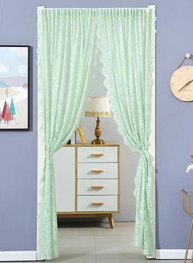 免打孔纱帘蕾丝缩杆少女门帘2024新隔款高91210档断帘室房间卧家