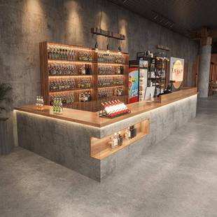 工业风健身房饭店吧台桌收银台烧烤店餐饮前台接待柜酒店民宿转角