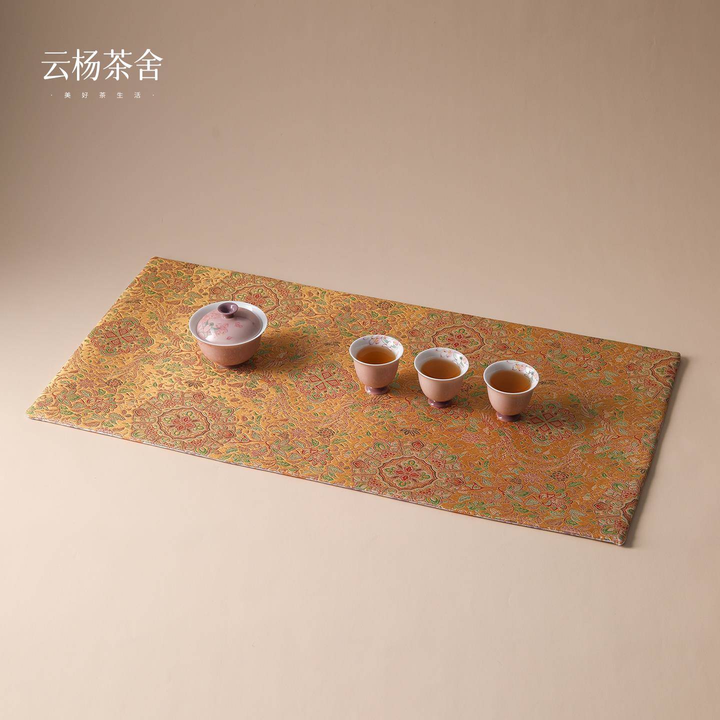 云杨茶舍鎏金霓裳大茶席垫子新中式禅意高端茶桌垫布干泡吸水茶巾