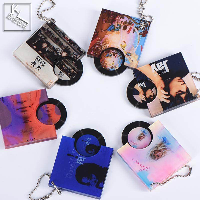 亚克力nfc抽拉钥匙扣迷你专辑黑胶唱片CDdiy定制明星应援周边挂件