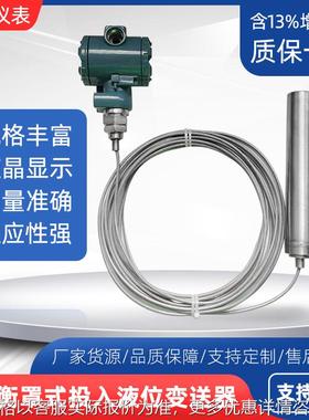 平衡罩式投入法兰液位变送器24VDC 4~20mA防爆远传数显水油液位计