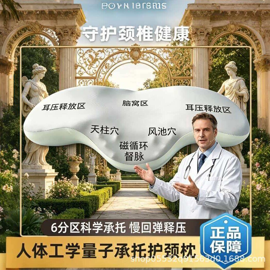 新款人体工学量子护颈承托枕大量现货可一件记忆枕磁石枕