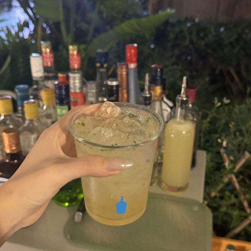 简约大气玻璃杯蓝瓶冰饮时尚美式咖啡杯耐高热ins风玻璃杯子H