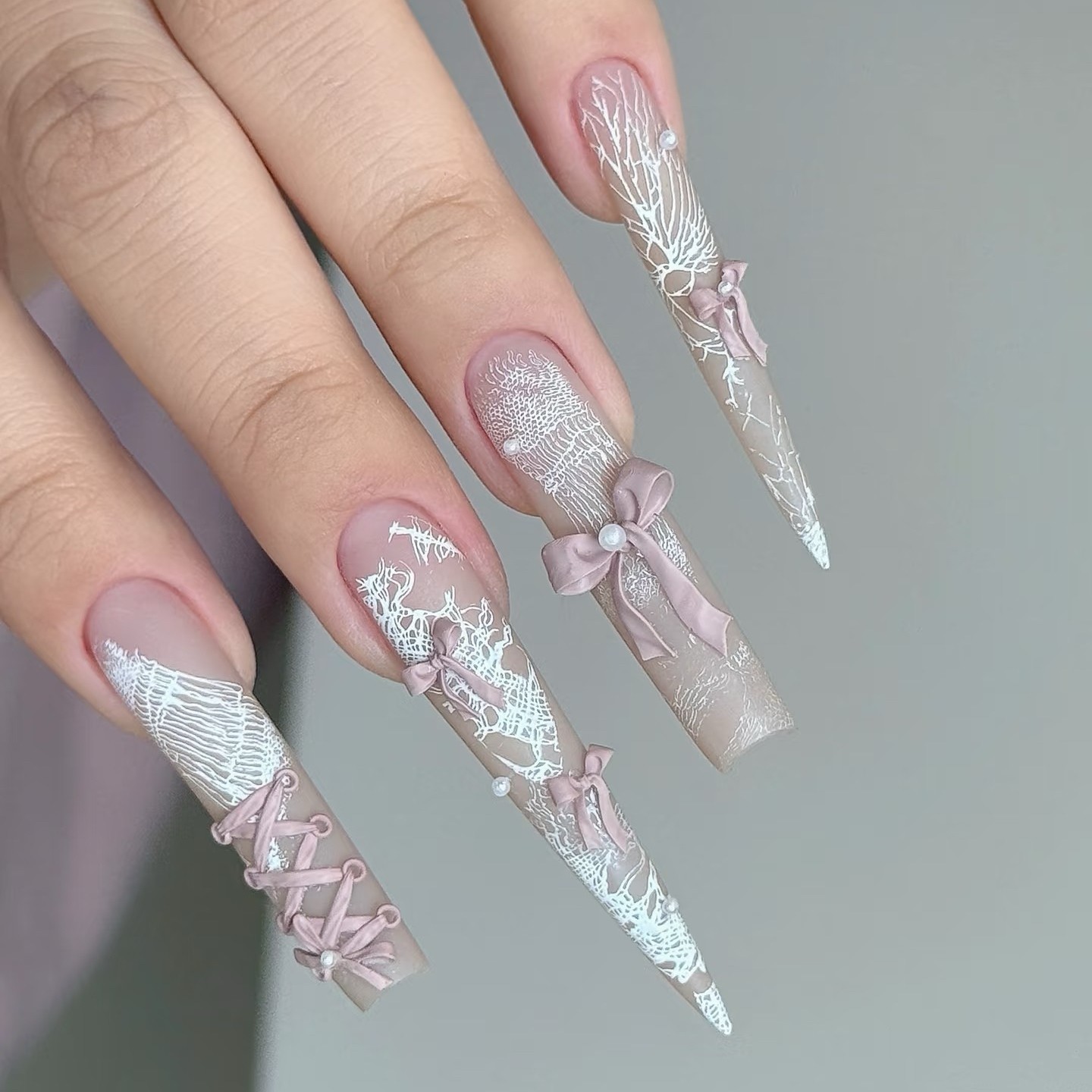 手工定制穿戴甲新款温柔甜美粉色