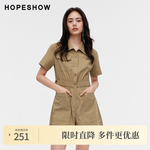 女装 衬衫 式 红袖 连体短裤 2024新款 松紧收腰工装 89124211402 夏季