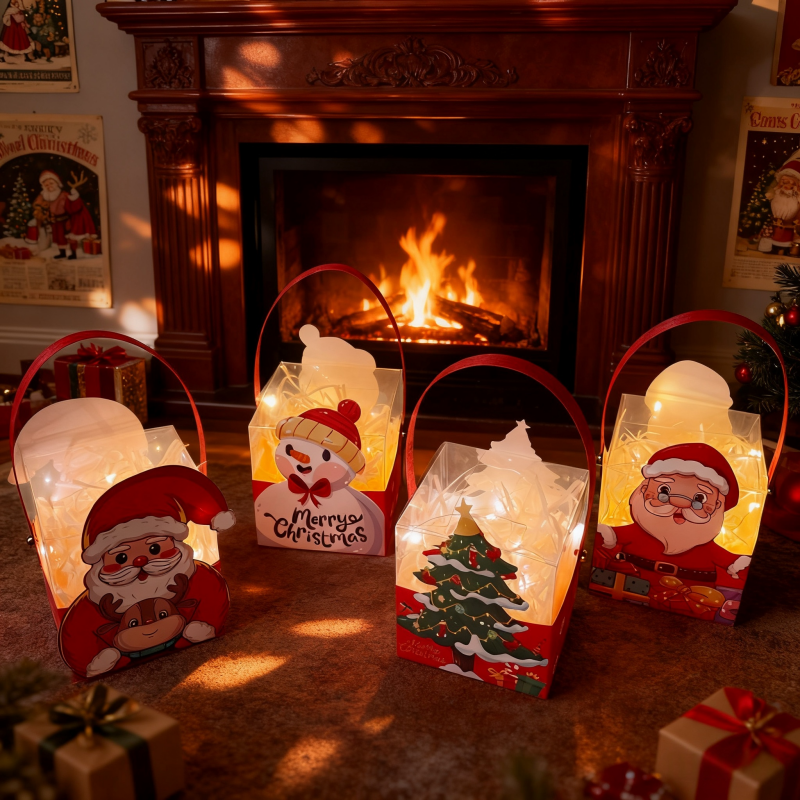 圣诞装饰品圣诞摆件圣诞礼品盒圣诞礼物圣诞老人平安夜苹果盒手提