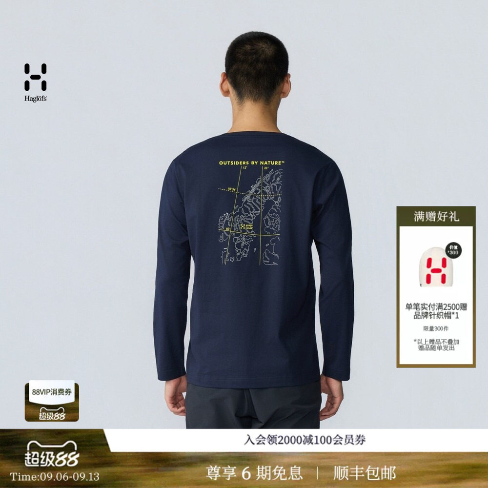 HAGLOFS火柴棍Bergsharma LS Draft伯格男子户外长袖图案棉T恤图片