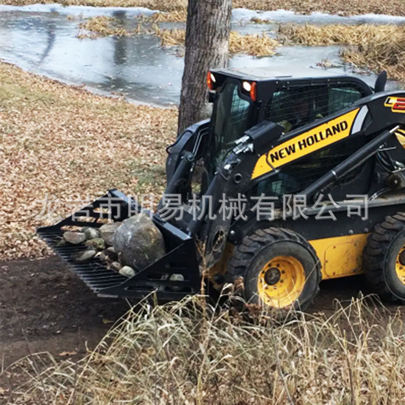 SRB滑移转向铲斗耙斗滑移机属具 杂草石铲山猫滑移装载机叉车配件