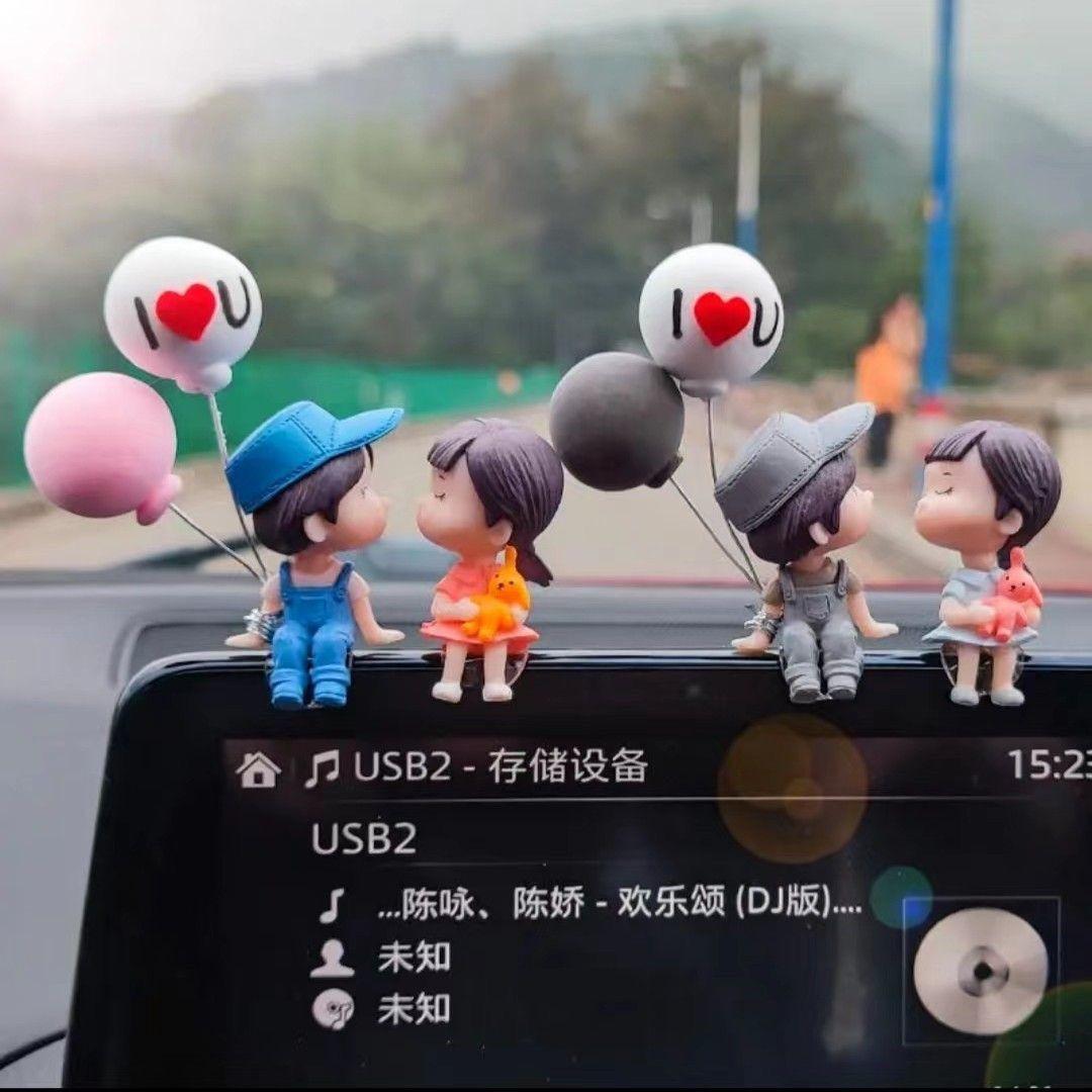 汽车内饰品中控台后视镜可爱车载情侣摆件小车上车内装饰用品网红