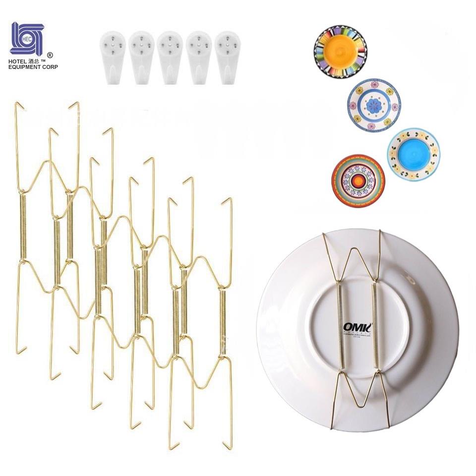 隐形挂钩装饰用弹簧挂盘架W型盘子金属挂件软装餐盘展示架多种型