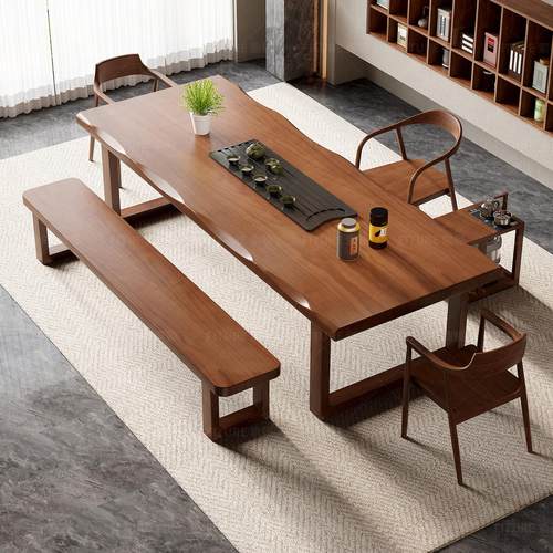 实木大板茶桌椅组合新中式2025新款高端办公室客厅家用泡茶桌茶台