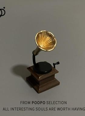 微缩模型迷你覆古留声机娃娃屋配件装饰微景观场景袖珍模型摆件