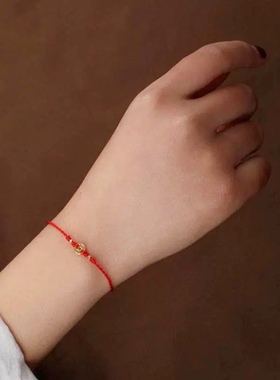 财源滚滚红绳脚链女23年新款潮小众轻奢编织diy男女款手绳简单款