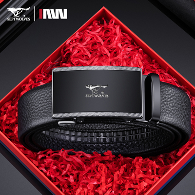七匹狼自动扣皮带男士2025新款锌合金扣头商务百搭官方正品腰带潮