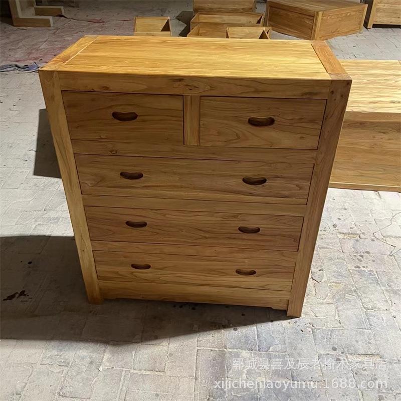 老榆木餐边柜多功能储物柜鞋柜新中式实木复古餐边柜茶柜厂家供应