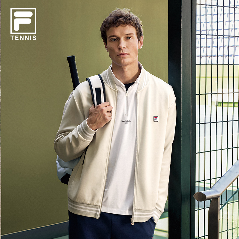 FILA斐乐官方男士针织长袖外套2025冬新款网球训练服保暖运动上衣