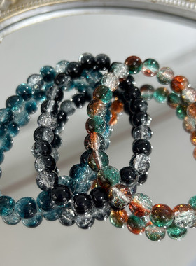 小红书同款冰裂珠彩色爆花绕指玩盘珠手串小仙女手链饰品礼物